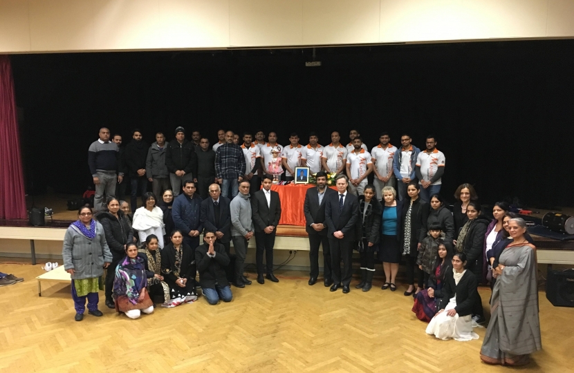 Matthew at Vijay Patel's memorial service in Mill Hill 