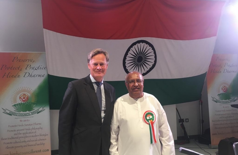 Matthew Offord MP with Hendon constituent Manubhai Makwana