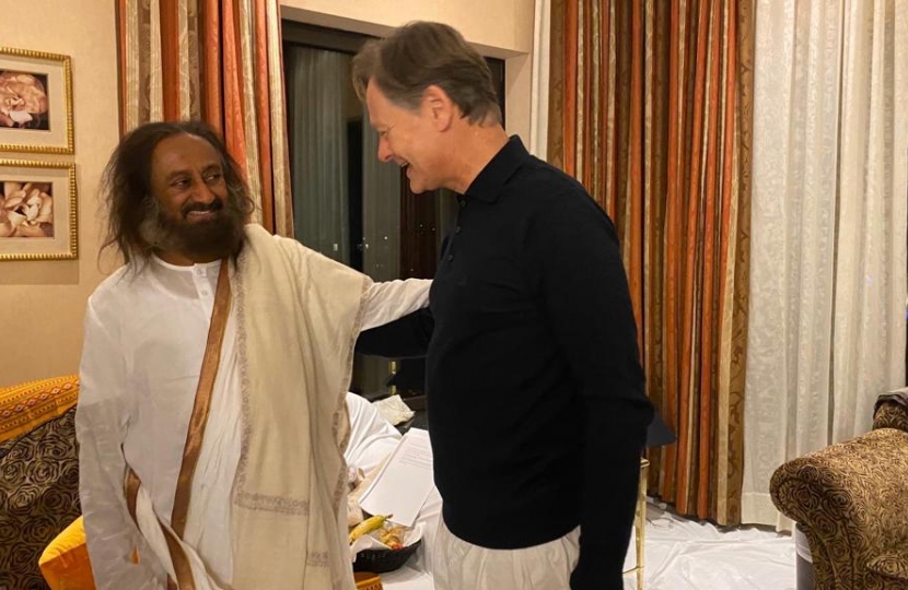 Matthew Offord MP with Sri Sri Ravi Shankar 