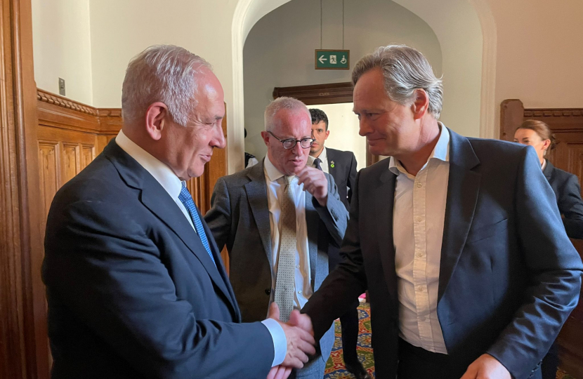 Matthew Offord MP greeting Benjamin Netanyahu 