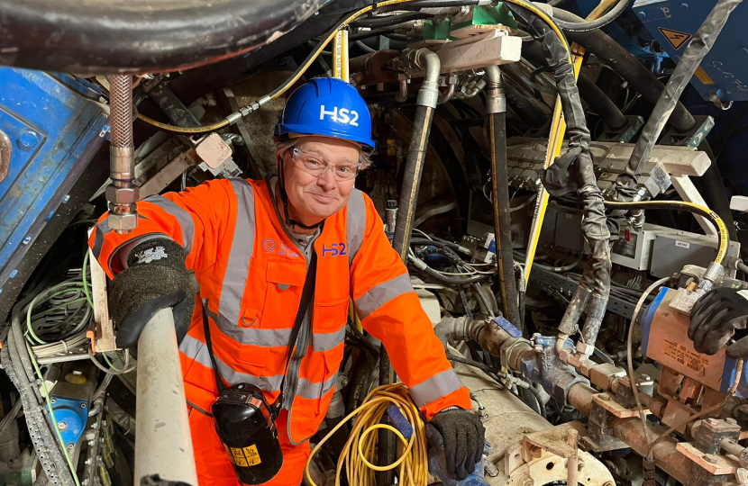 Matthew Offord MP in the HS2 Tunnel Boring Machine Sushila 