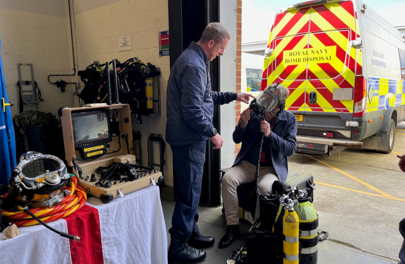 Matthew Offord MP at the Navy Divers training centre in Portsmouth