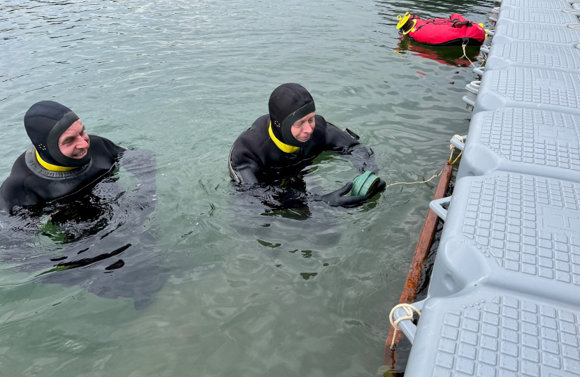 Matthew Offord MP at the Navy Divers training centre in Portsmouth