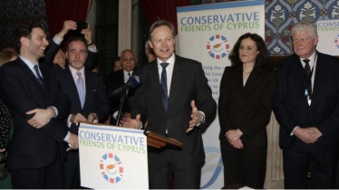 Matthew Offord MP speaking at the Conservative Friends of Cyprus reception