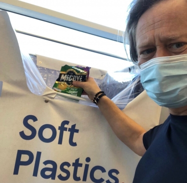 Matthew Offord MP at a recycling facility in Tesco