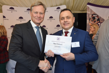 Matthew with Hendon resident Rafal at the apprenticeship showcase in Parliament